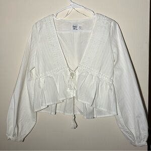 NWOT Princess Polly Rain Dance Tie Front Top White